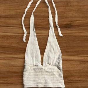 Garage Textured Halter White Top